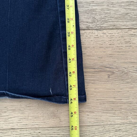 PAIGE Womens High Rise Bell Canyon Flare Leg Jeans Blue Dark Wash Frayed Size 29 - Picture 14 of 16